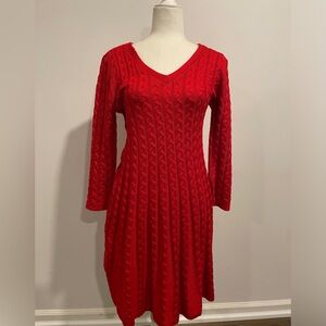Red Cable Knit Mini Dress